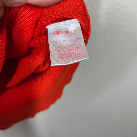 SC by Spring & Clifton Medium Cut Out Back Dolman Sleeves Top Red Cotton V Neck - Picture 7 of 8